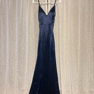 Windsor Navy Satin Maxi Dress